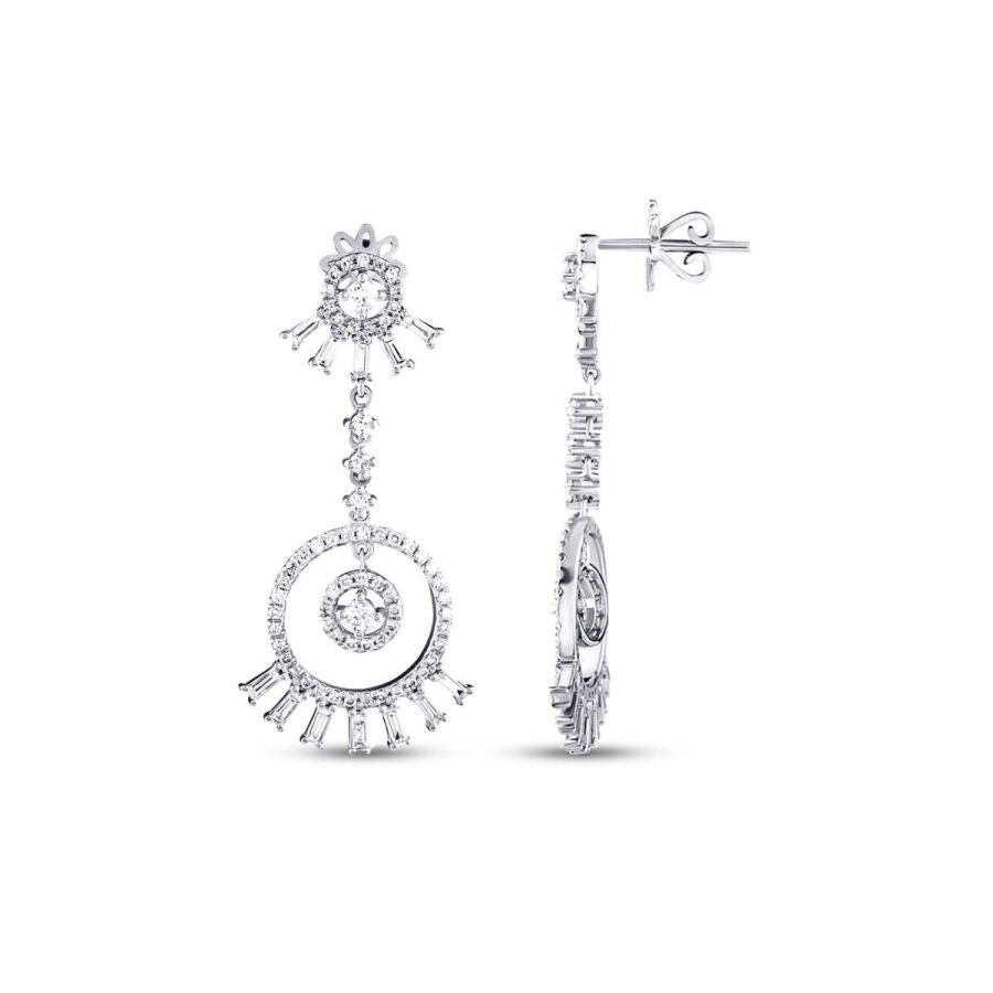 1,44 Carat Diamond Baguette Earrings
