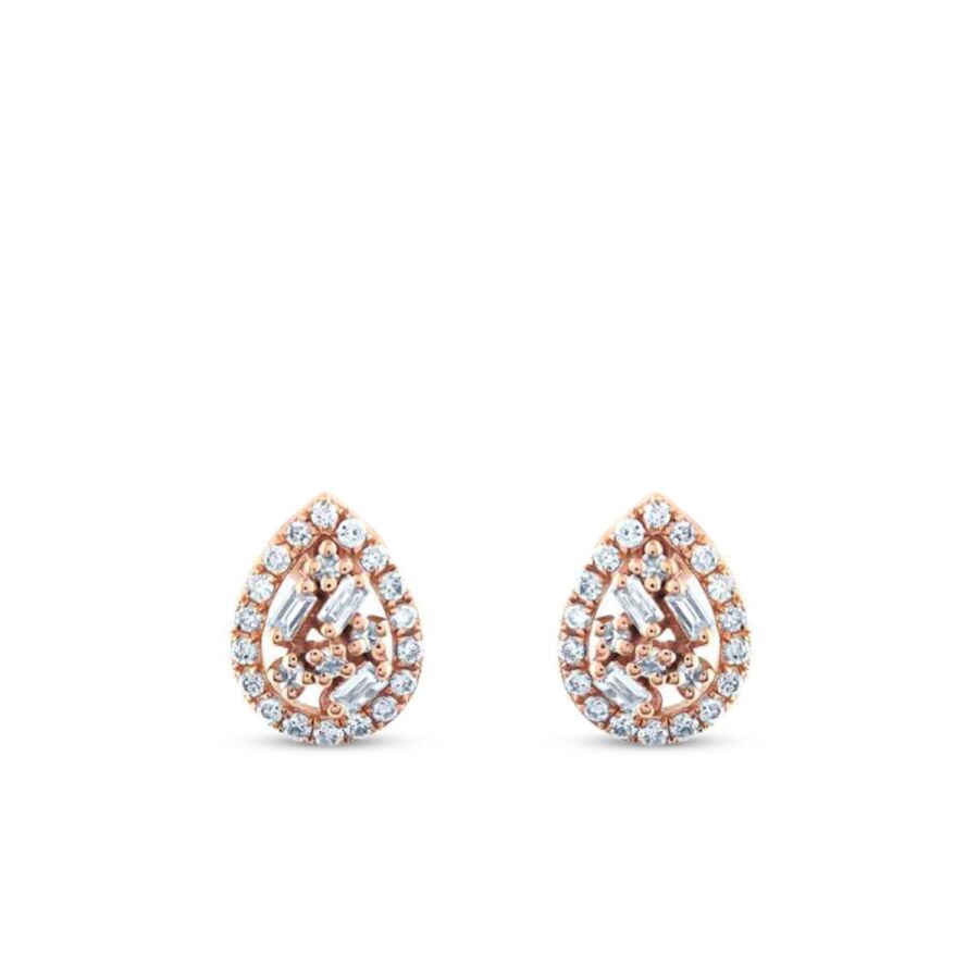0,28 Carat Diamond Baguette Pear Earrings