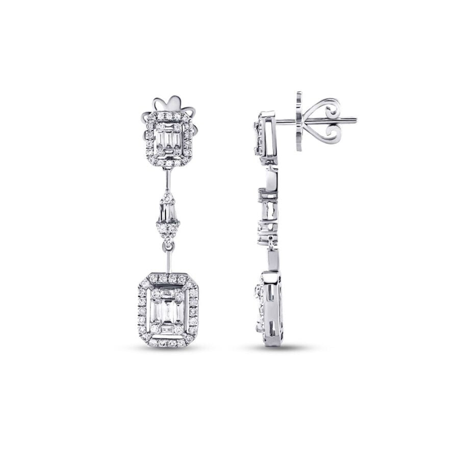 1,00 Carat Diamond Baguette Earrings