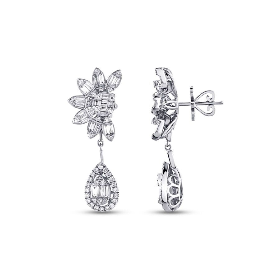 1,59 Carat Diamond Baguette Earrings