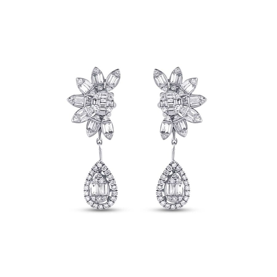1,59 Carat Diamond Baguette Earrings