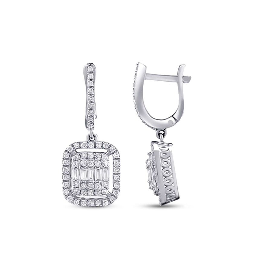 0,74 Carat Diamond Baguette Earrings