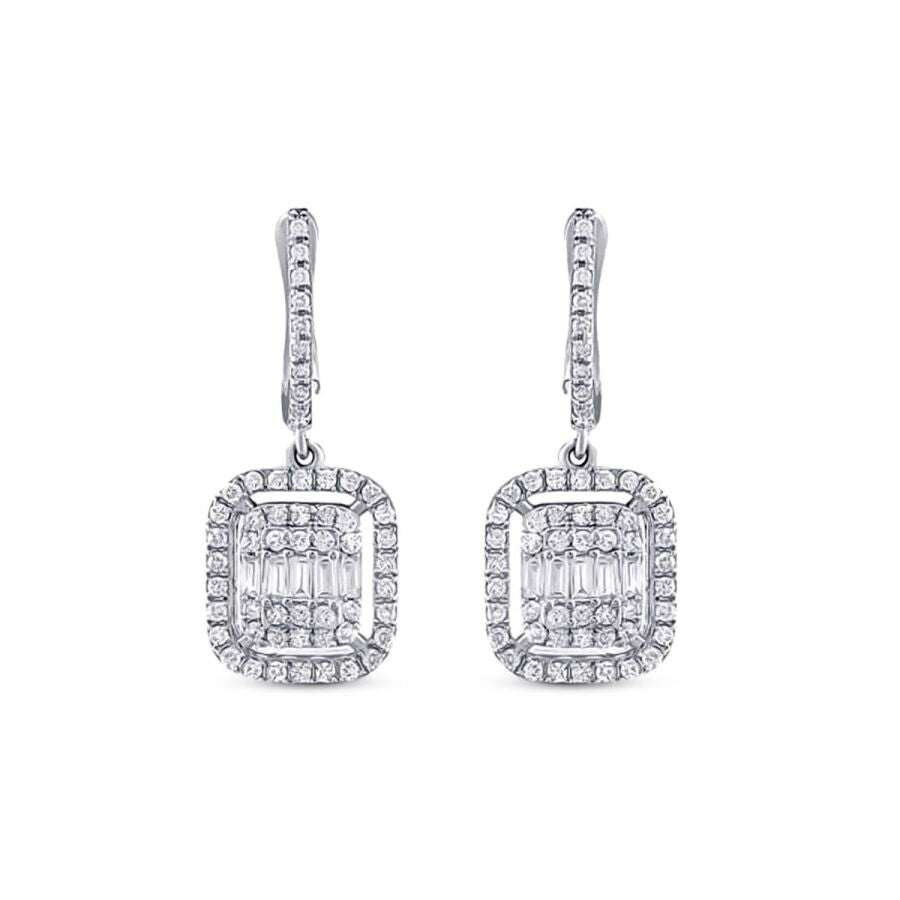 0,74 Carat Diamond Baguette Earrings
