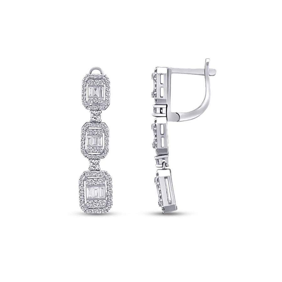 1,13 Carat Diamond Baguette Earrings