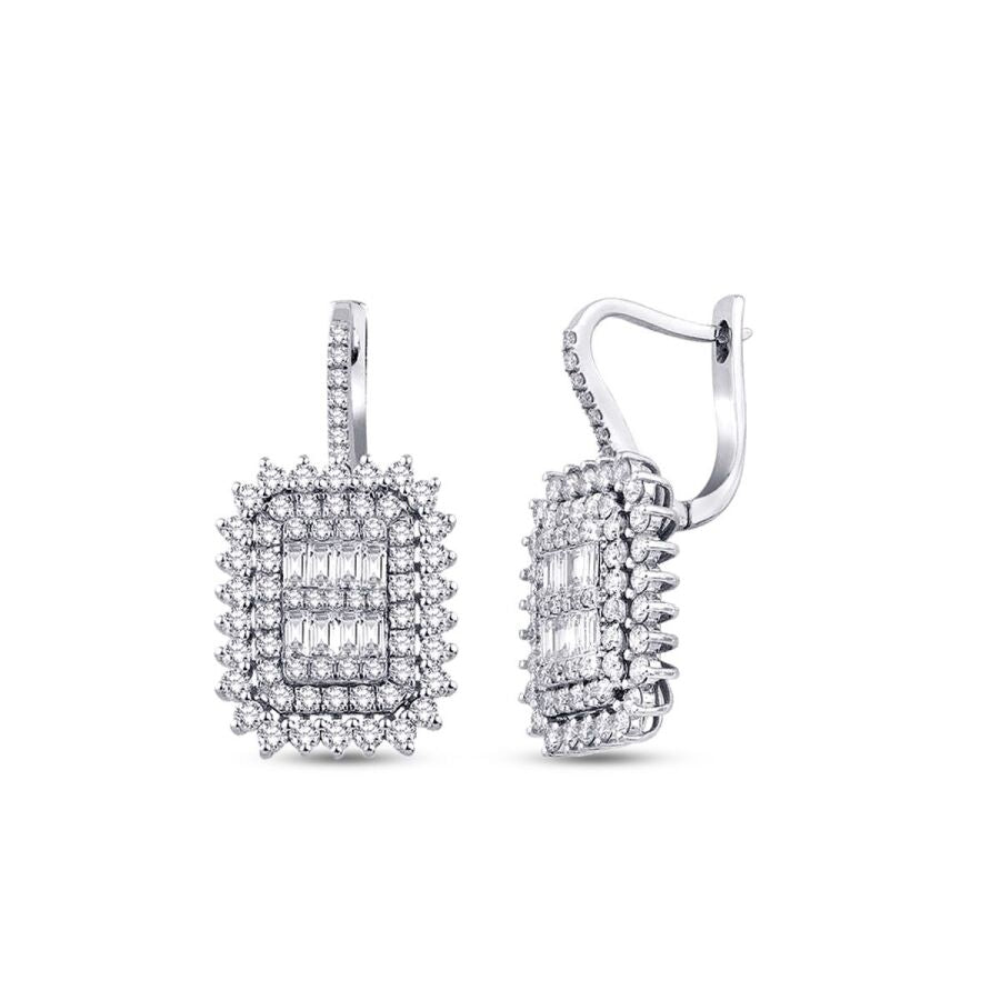 1,72 Carat Diamond Baguette Earrings