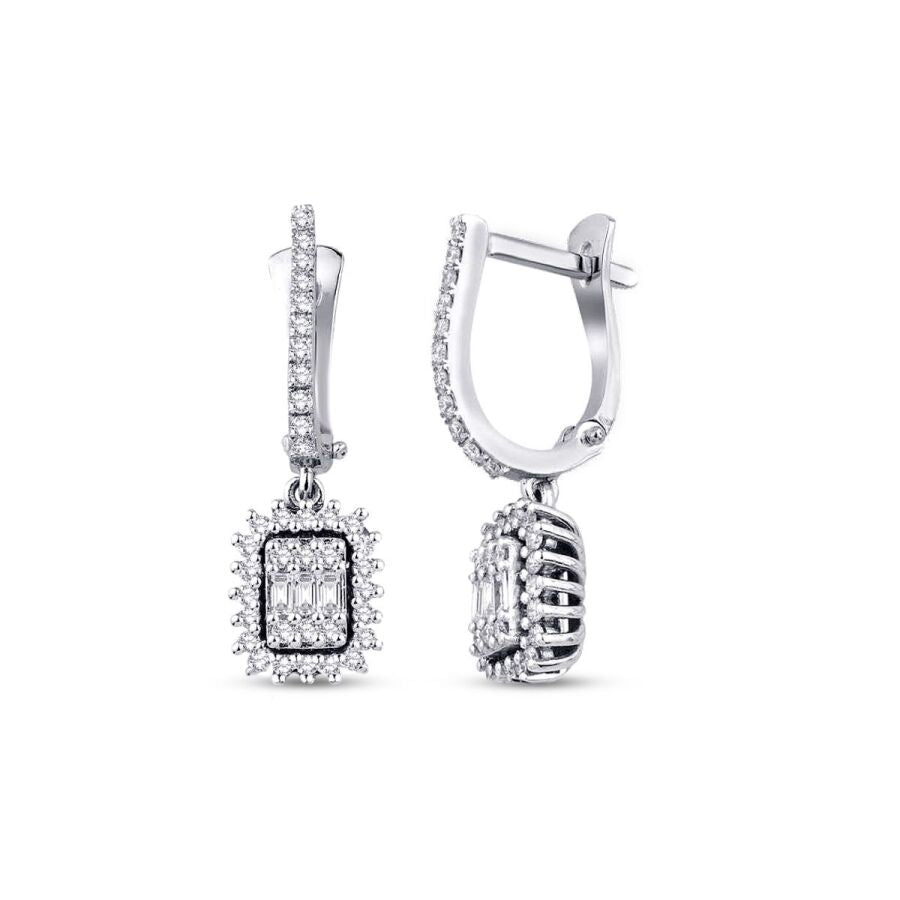 0,57 Carat Diamond Baguette Earrings