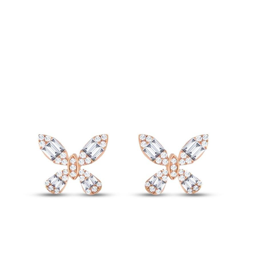 0,58 Carat Diamond Baguette Butterfly Earrings