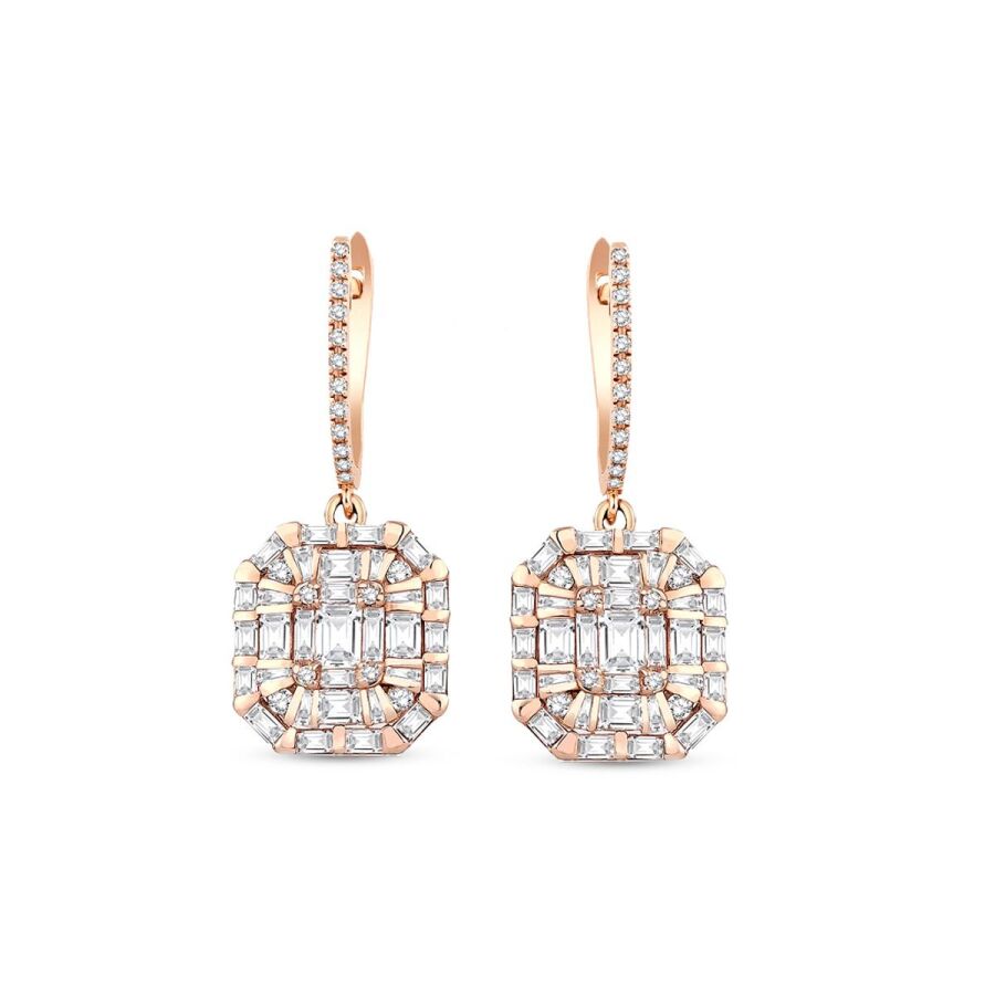 1,72 Carat Diamond Baguette Earrings