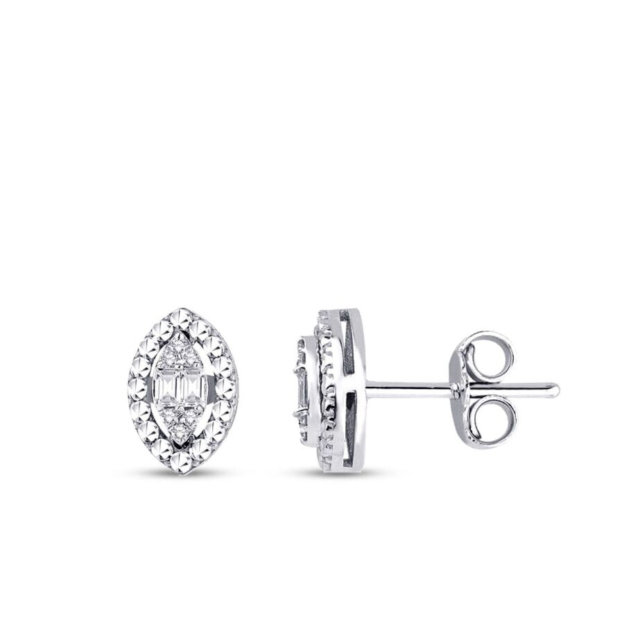 0,10 Carat Diamond-Effect Baguette Pear Earrings