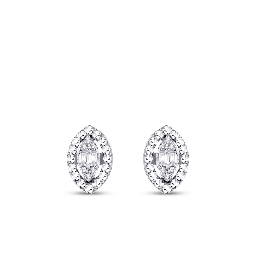 0,10 Carat Diamond-Effect Baguette Pear Earrings