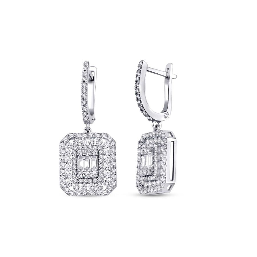 1.48 Carat Diamond Baguette Earrings