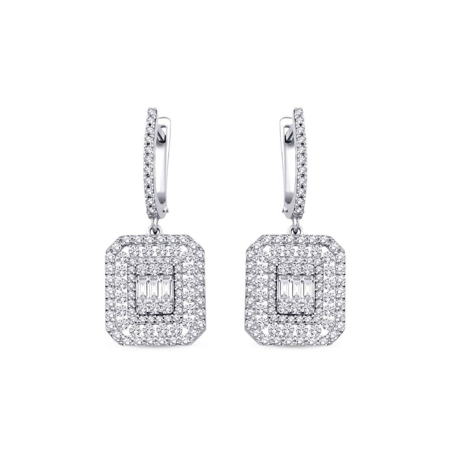 1,48 Carat Diamond Baguette Earrings