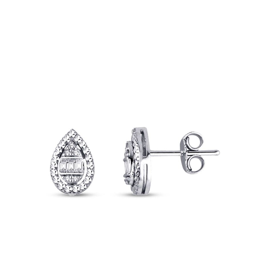 0,10 Carat Diamond Pear Baguette Earrings