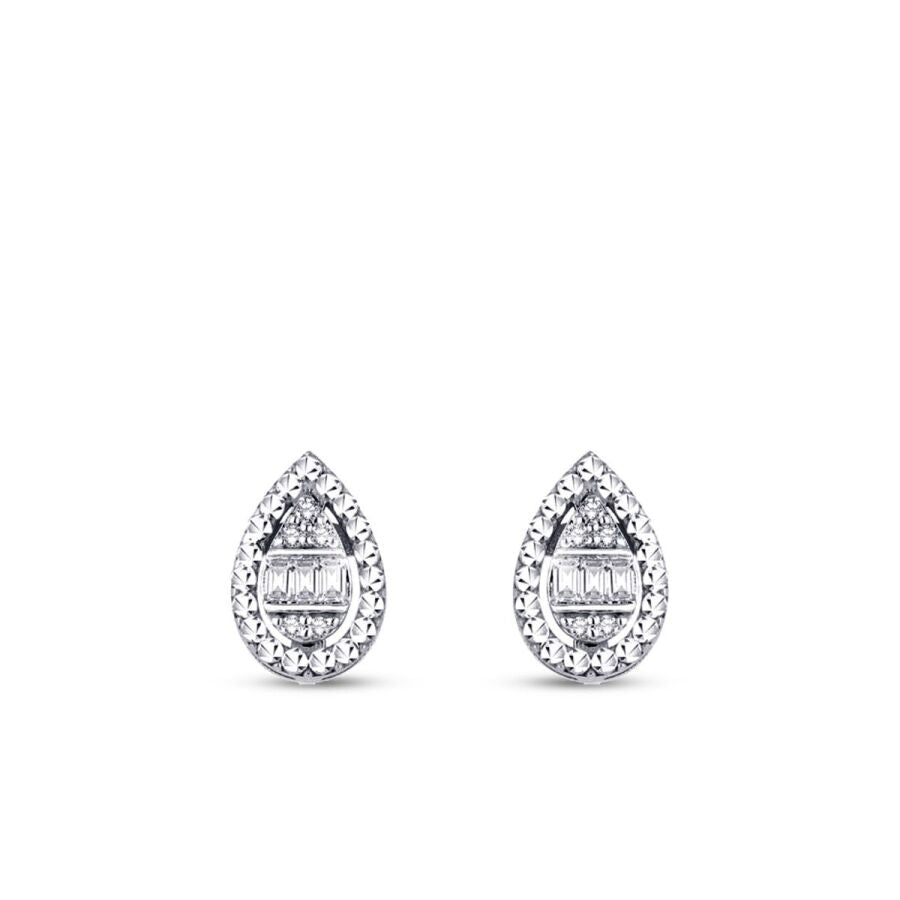 0,10 Carat Diamond Pear Baguette Earrings