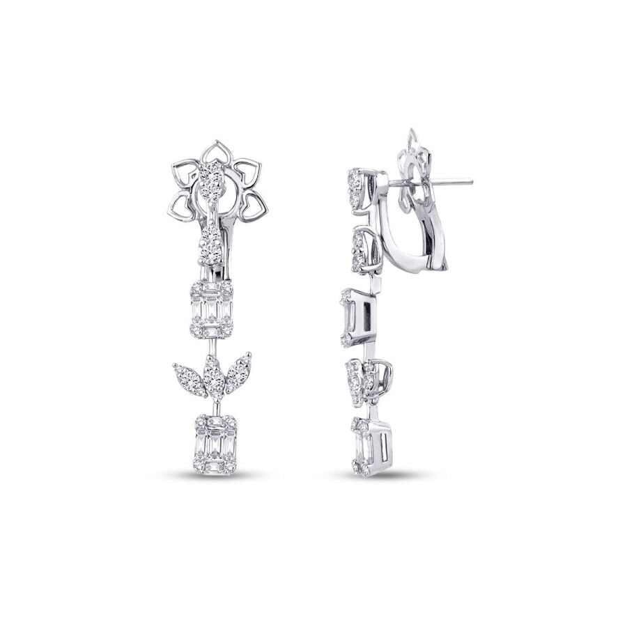 1,58 Carat Diamond Baguette Earrings