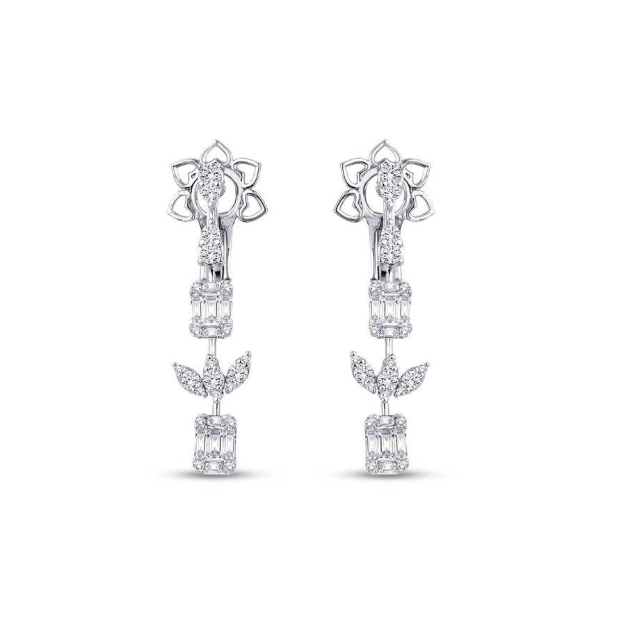 1,58 Carat Diamond Baguette Earrings