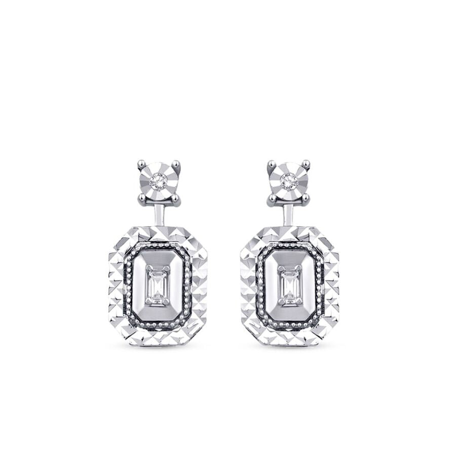 0,09 Carat Diamond-Effect Baguette Earrings