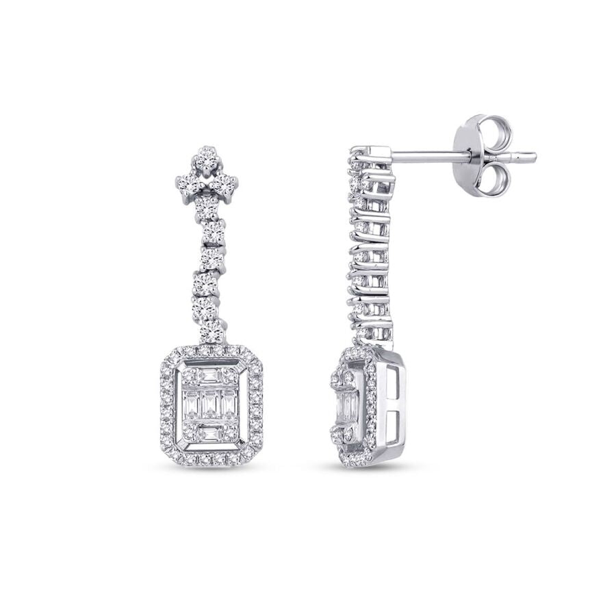 0,64 Carat Diamond Baguette Earrings