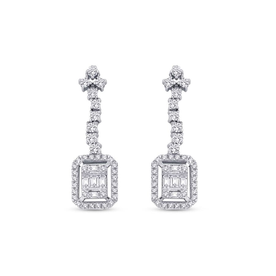 0,64 Carat Diamond Baguette Earrings