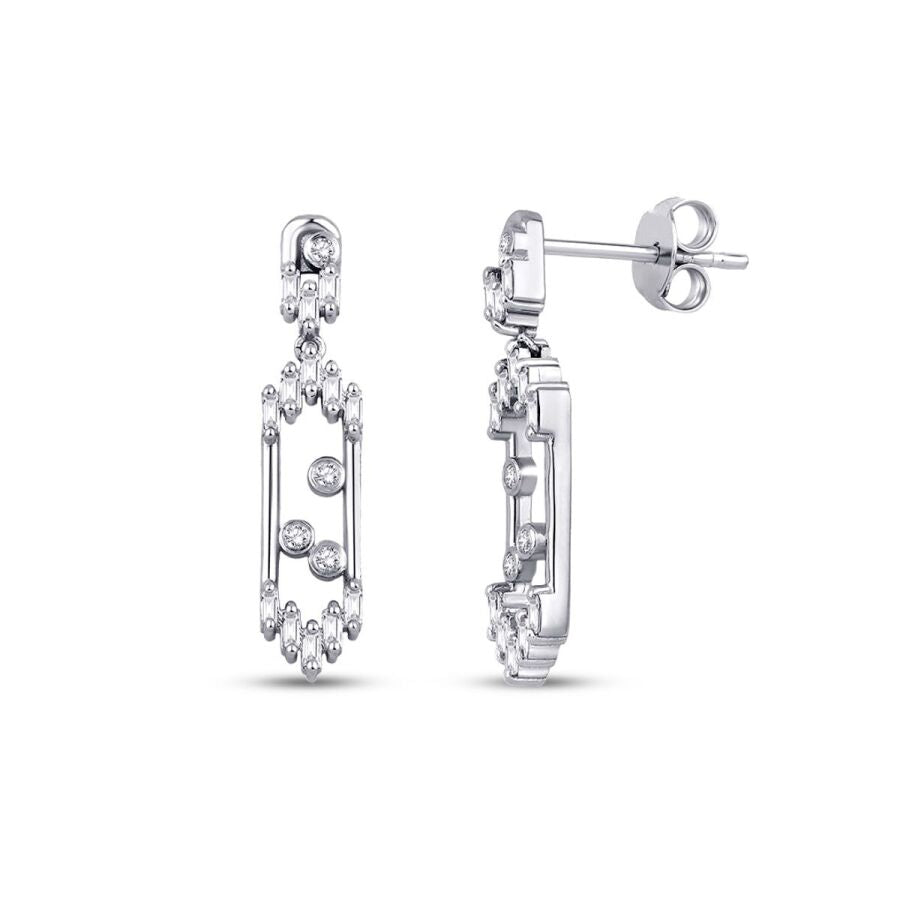 0,24 Carat Diamond Baguette Earrings