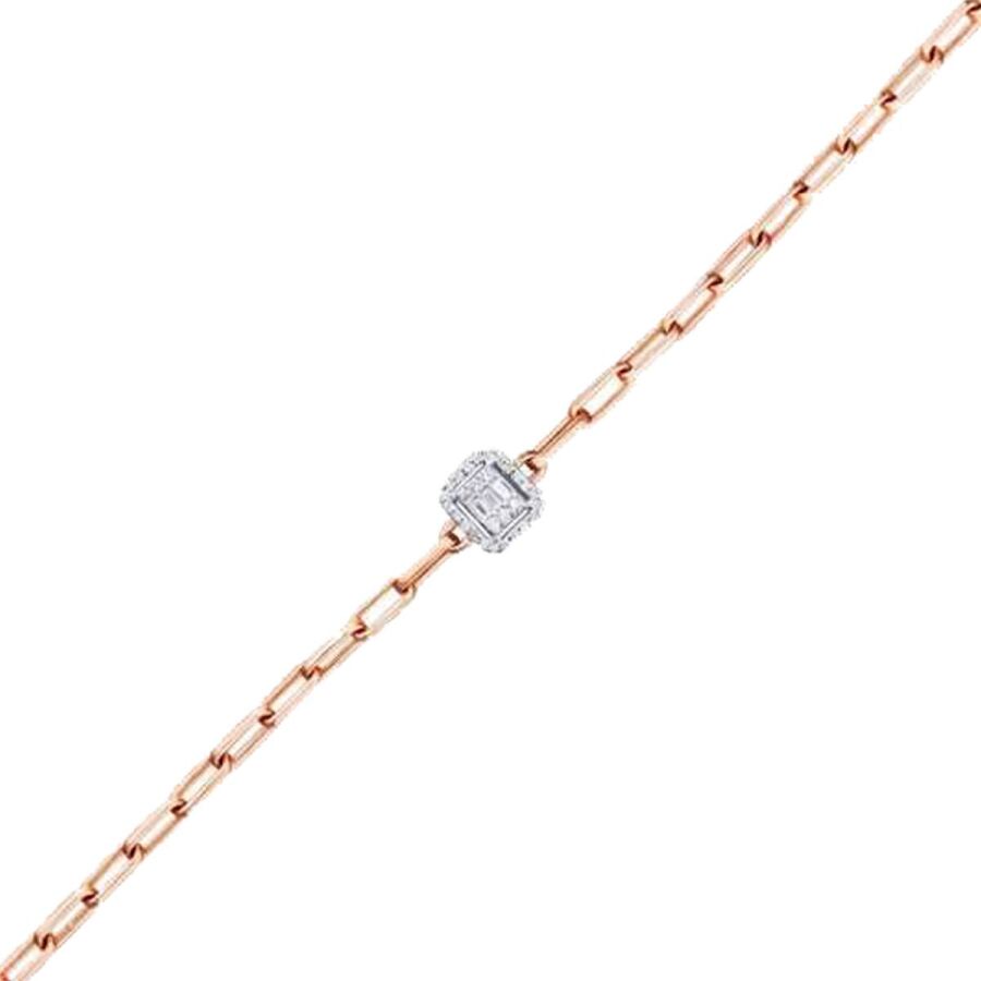 0,17 Carat Diamond Baguette Stone Chain Bracelet