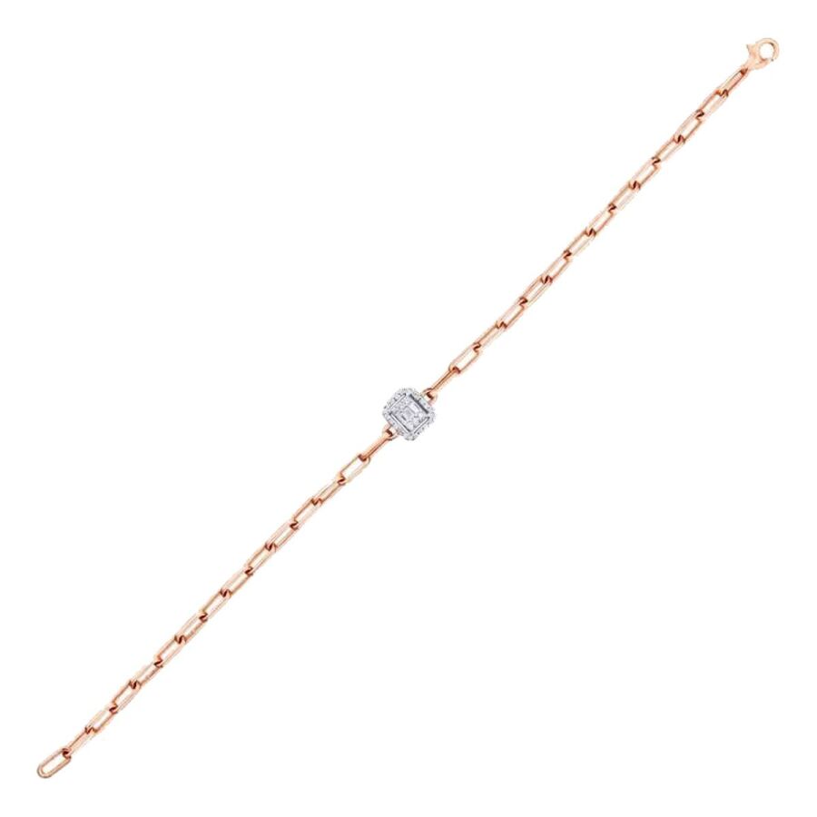 0,17 Carat Diamond Baguette Stone Chain Bracelet