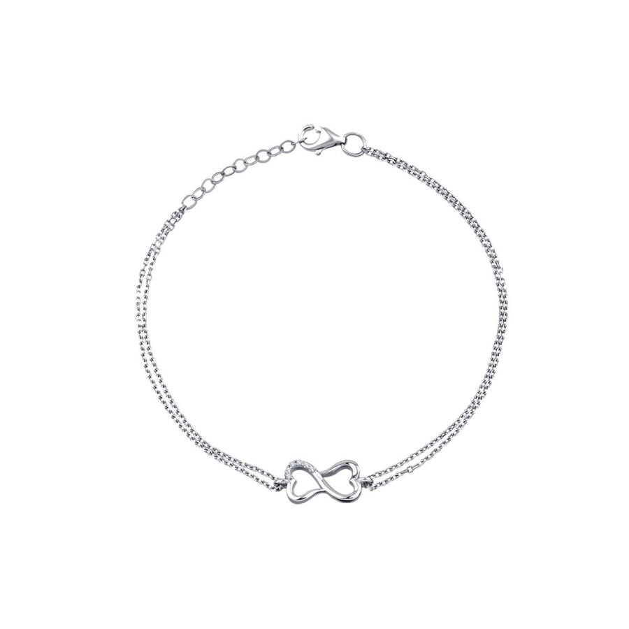0,03 Carat Diamond Heart Infinity Bracelet