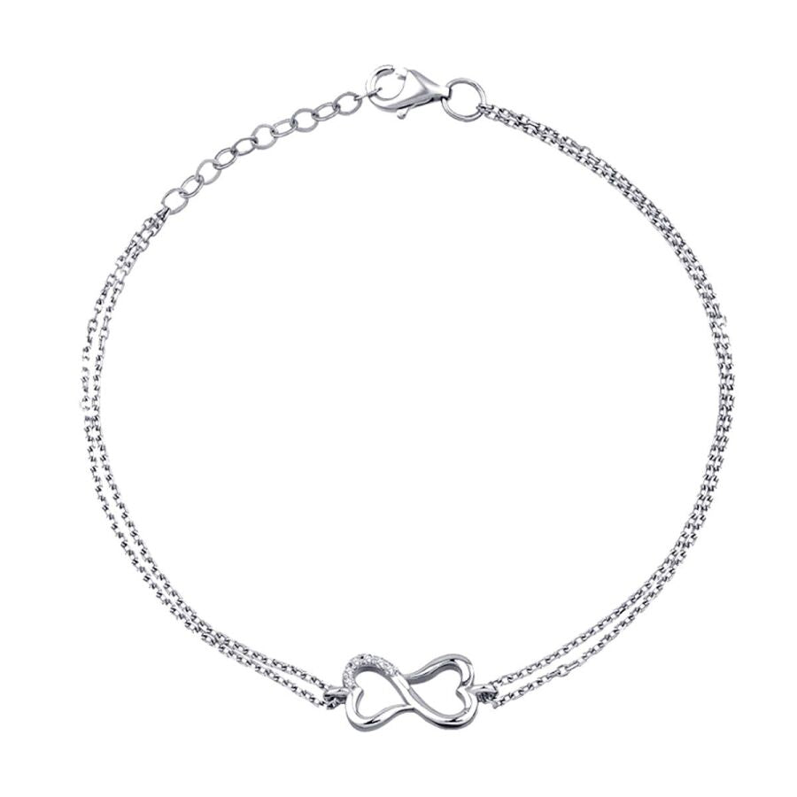 0,03 Carat Diamond Heart Infinity Bracelet