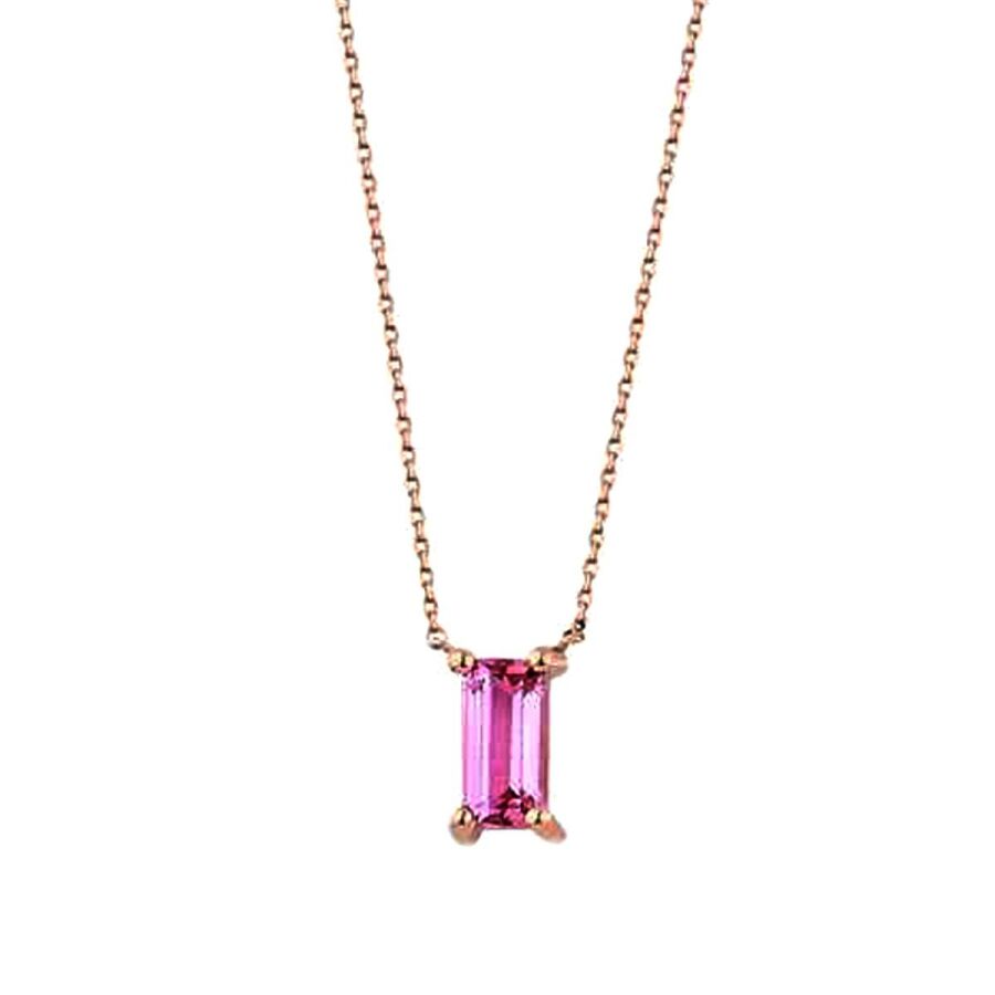 1,48 Carat Diamond Pink Stone Necklace