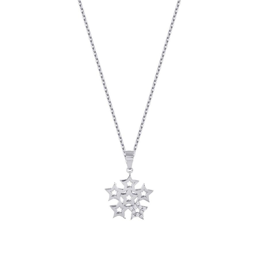 0.04 Carat Diamond Six Star Necklace