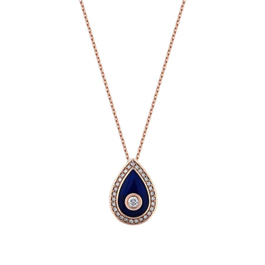 0,12 Carat Diamond Enamel Pear Necklace