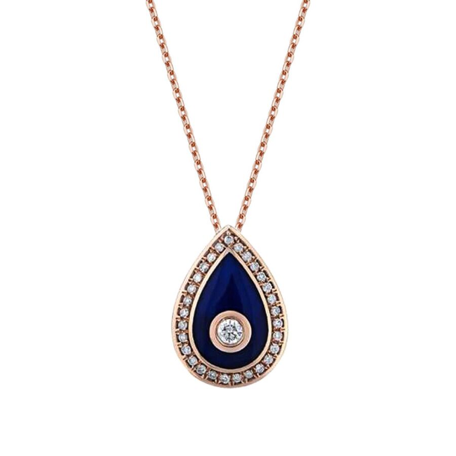 0,12 Carat Diamond Enamel Pear Necklace