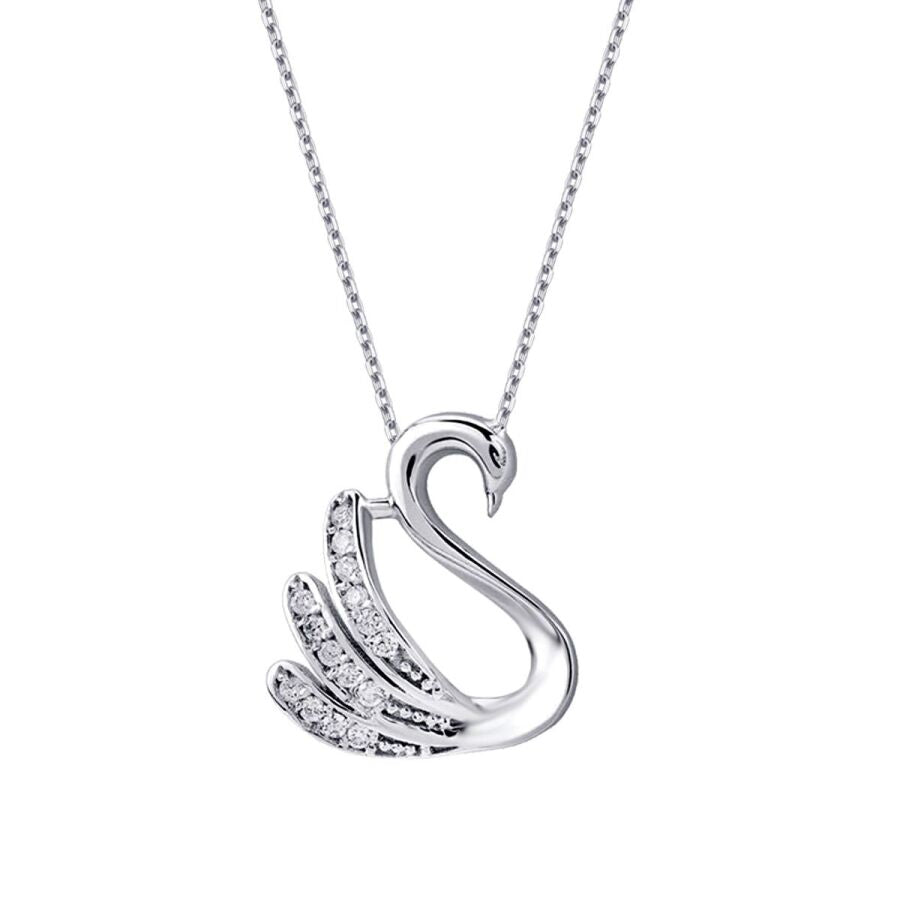 0,08 Carat Diamond Swan Necklace