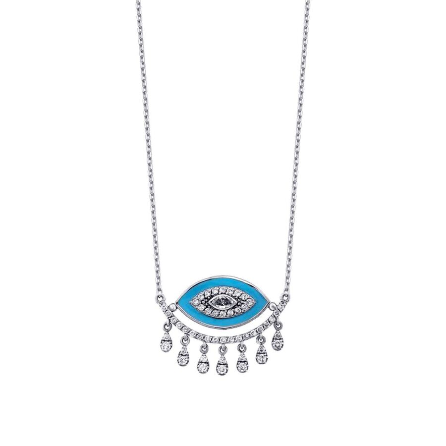 0,51 Carat Diamond Turquoise Eye Necklace
