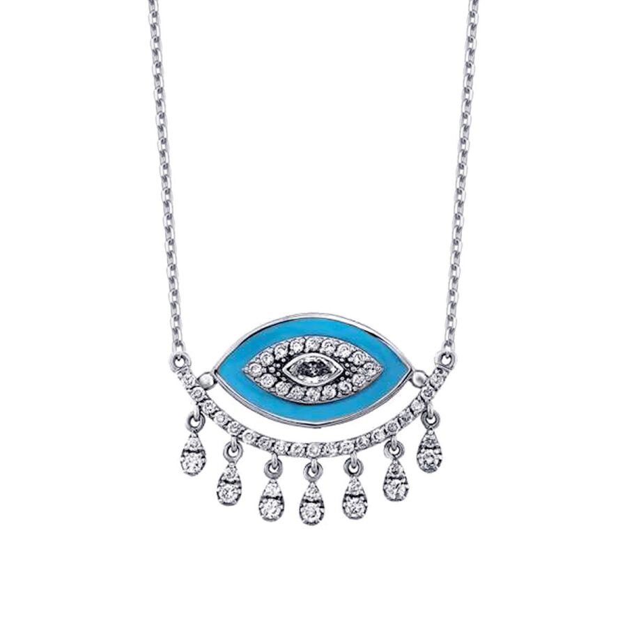 0,51 Carat Diamond Turquoise Eye Necklace