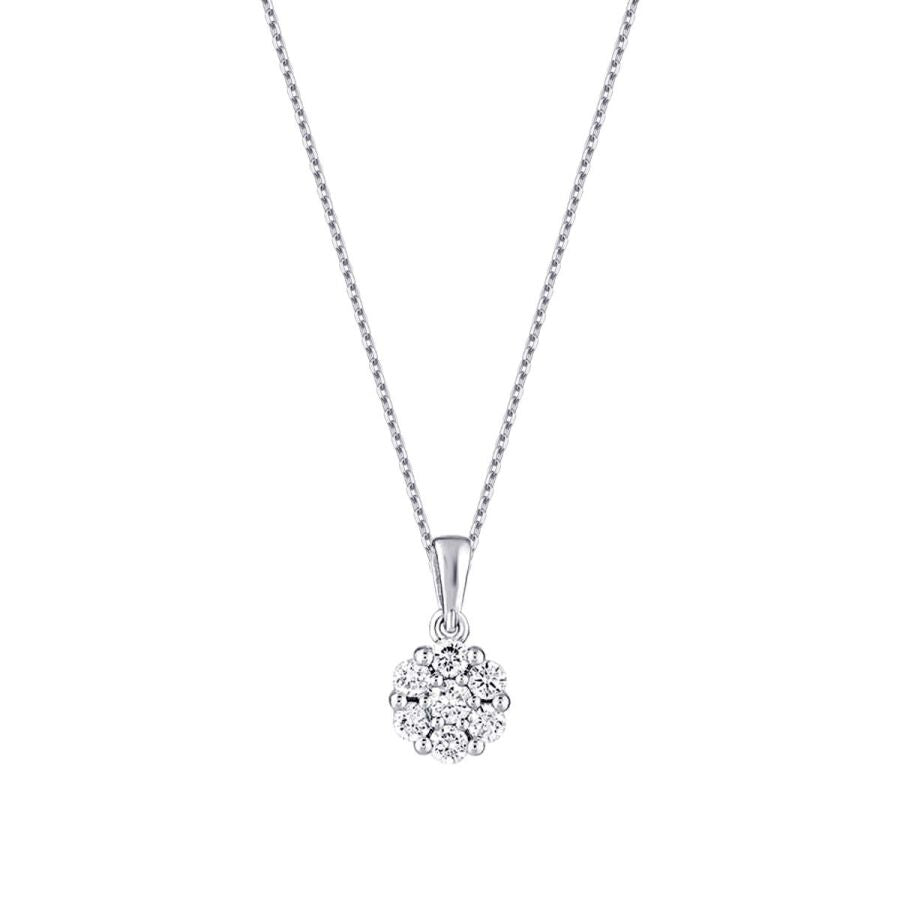 0,19 Carat Diamond Flower Necklace