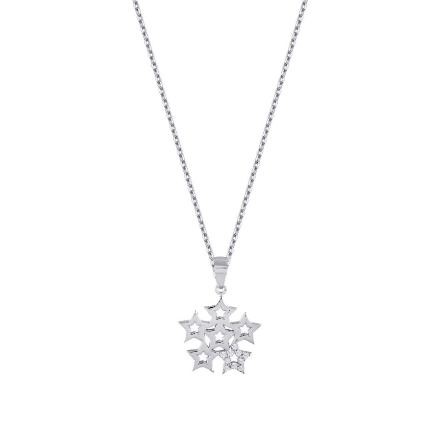 0,04 Carat Diamond Six Star Necklace