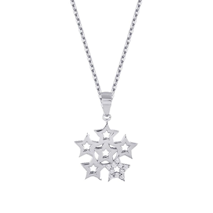0,04 Carat Diamond Six Star Necklace