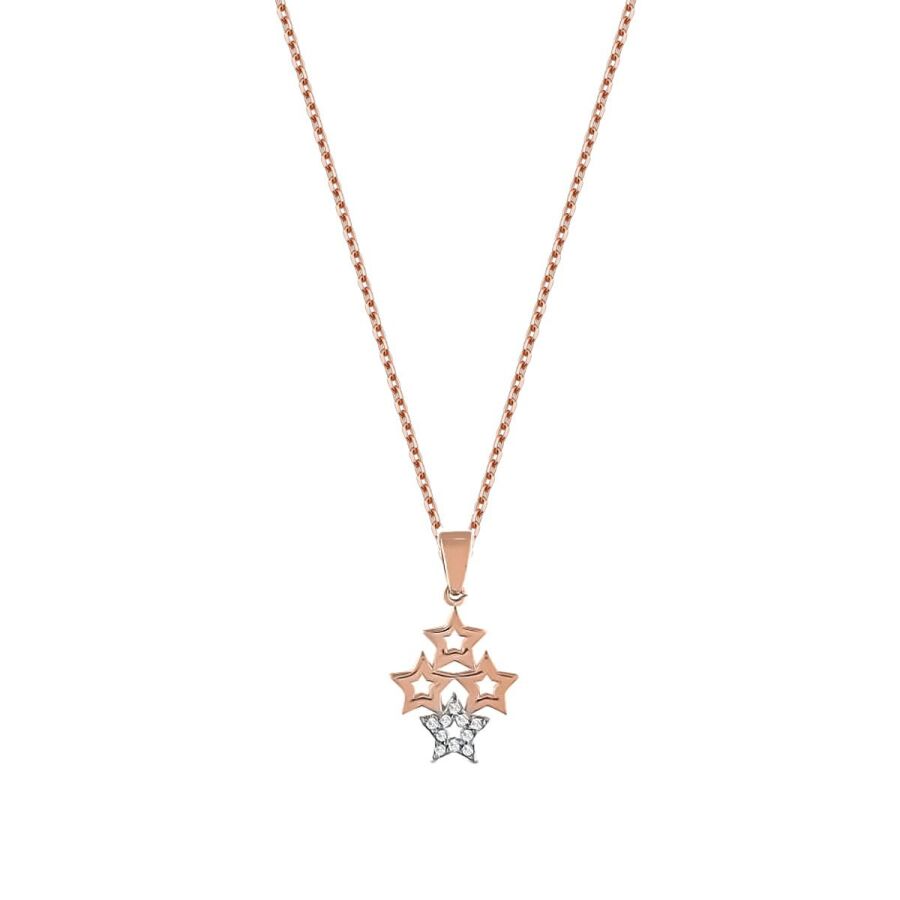 0,04 Carat Diamond Four Star Necklace