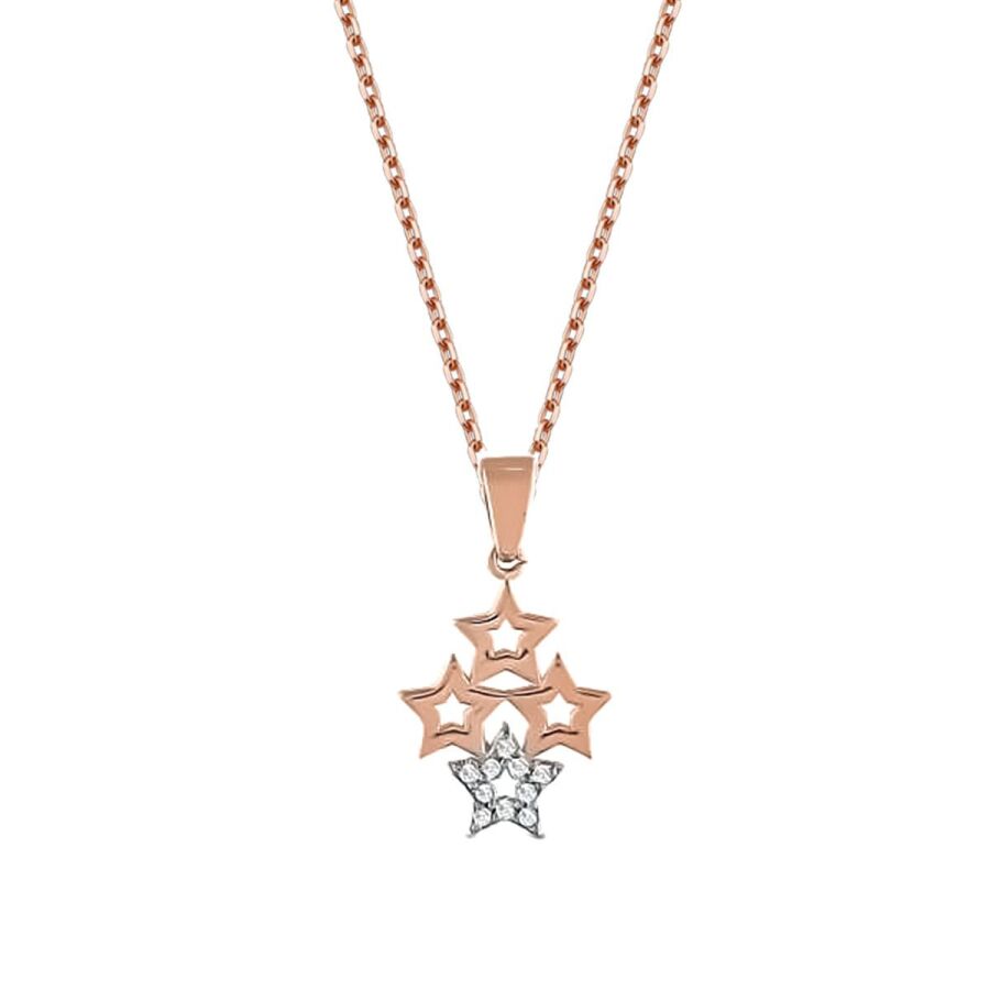 0,04 Carat Diamond Four Star Necklace