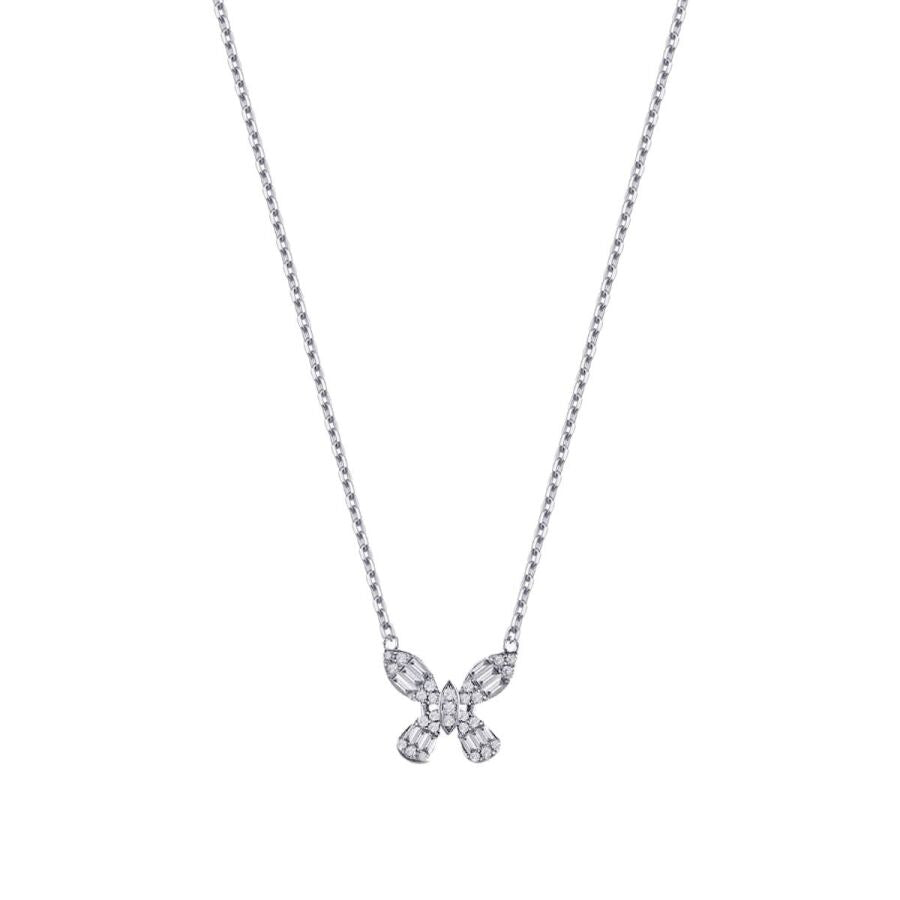 0,38 Carat Diamond Butterfly Baguette Necklace
