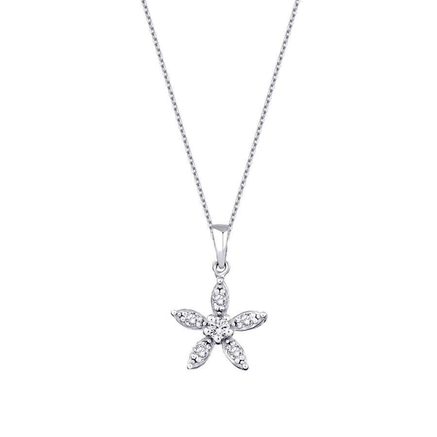 0,13 Carat Diamond Flower Necklace