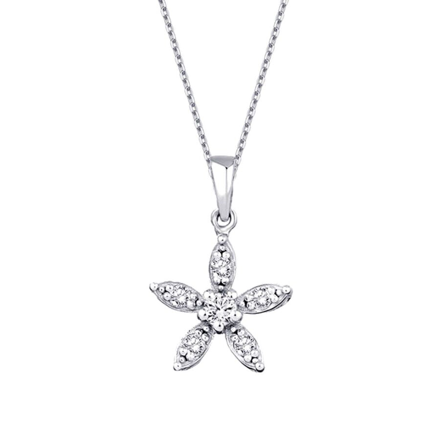 0,13 Carat Diamond Flower Necklace