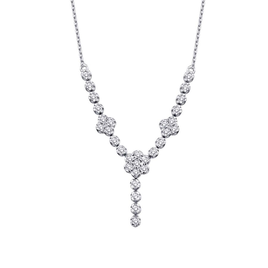 0,22 Carat Diamond Flower Necklace