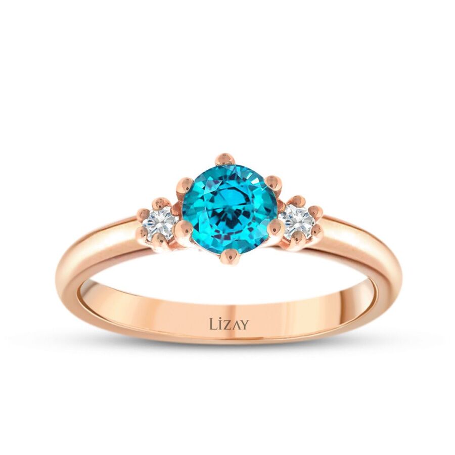 0,67 Carat Diamond Colored Stone Ring