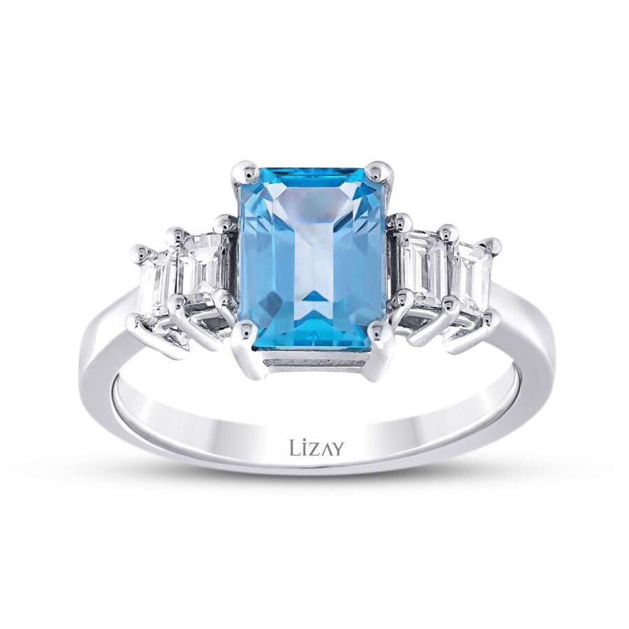 1,44 Carat Diamond Blue Topaz Ring