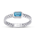 0,37 Carat Blue Topaz Emerald Cut Ring