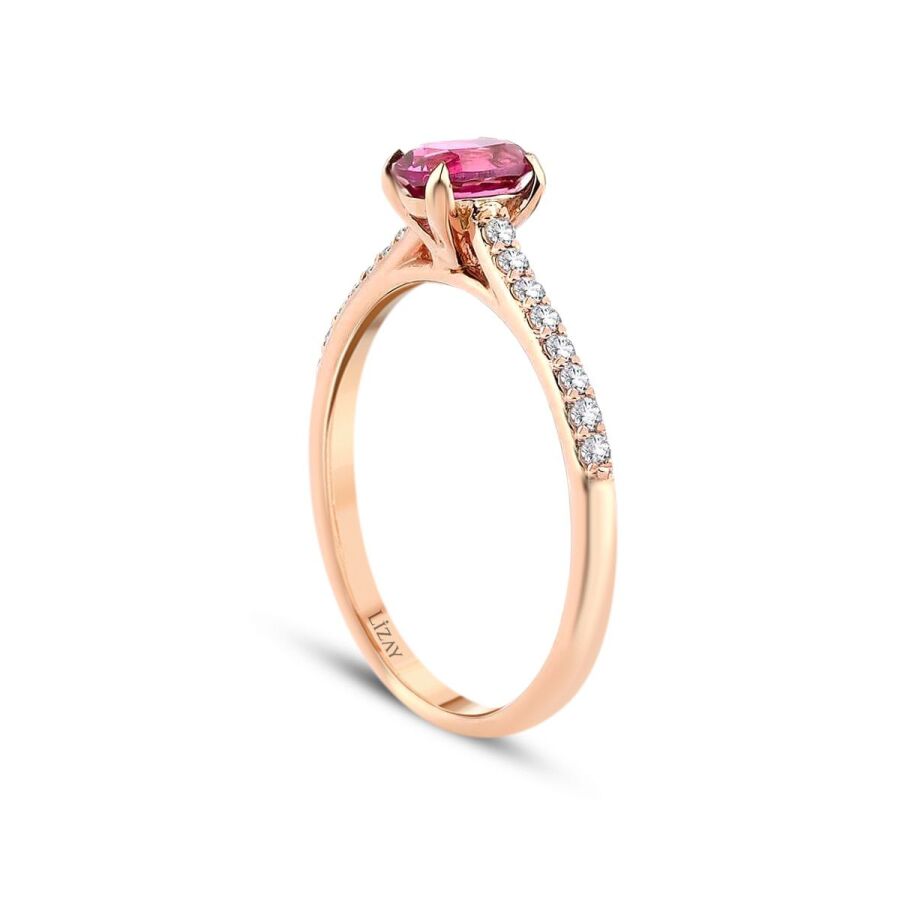 0,58 Carat Diamond Colored Stone Ring