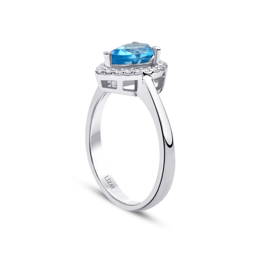1,27 Carat Diamond Blue Topaz Ring