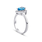 1,27 Carat Diamond Blue Topaz Ring